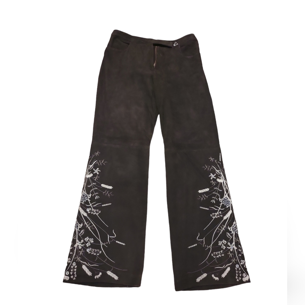 Size 14 St. John brown leather pants. 100% leather. Lining 95% silk 5% spandex